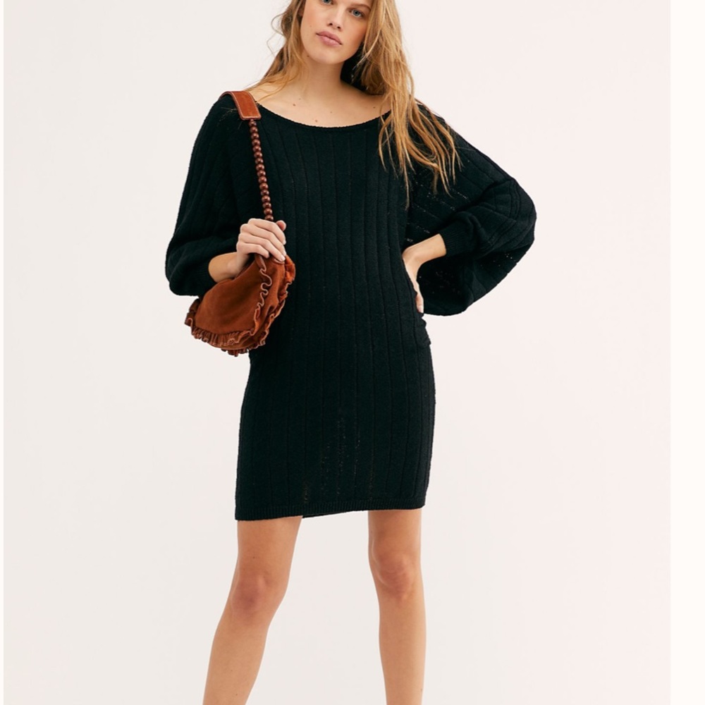 NWT Free People Mauna Kea Sweater Mini Black Dress - Picture 4 of 4